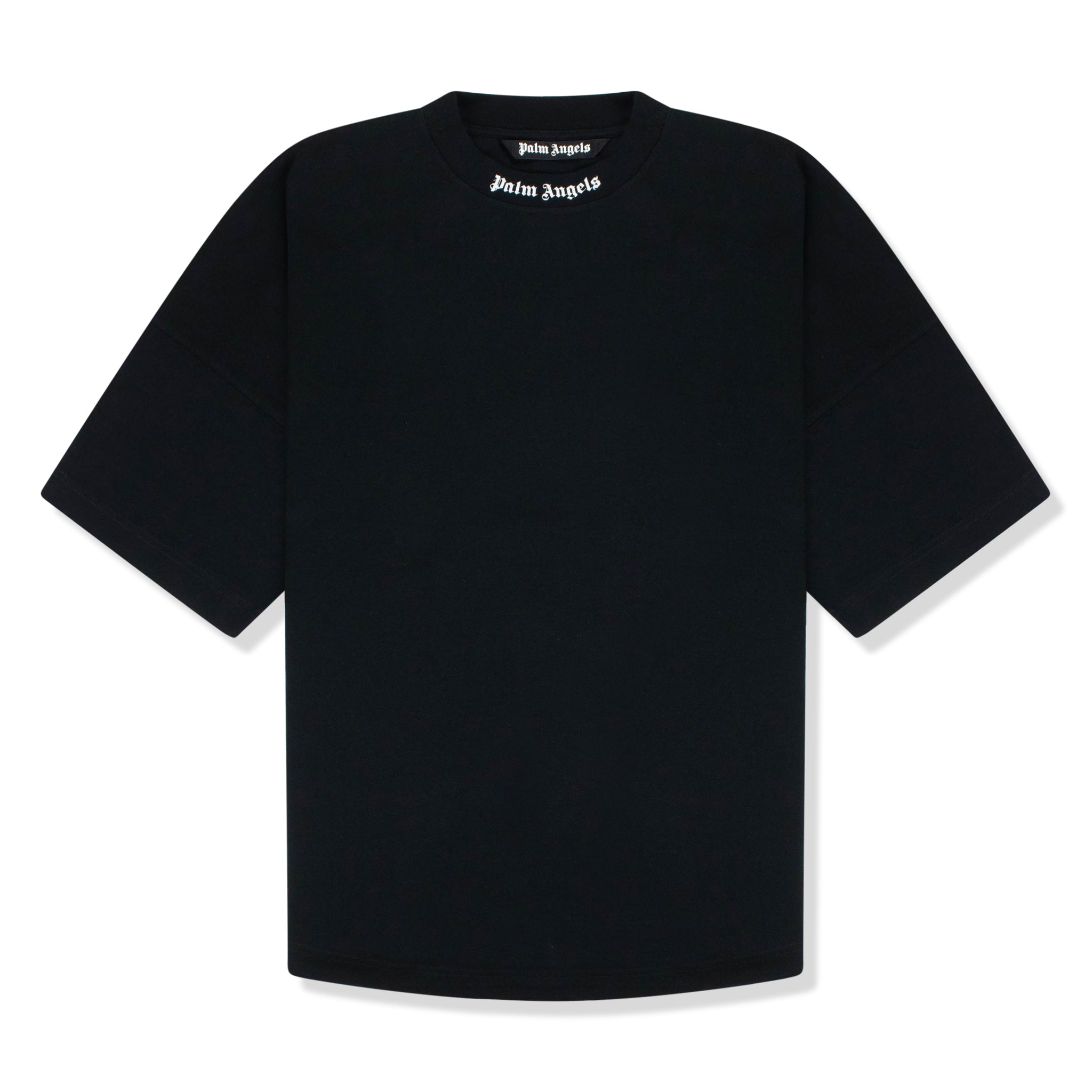 image of Palm Angels Logo Collar Back Black Oversized T Shirt